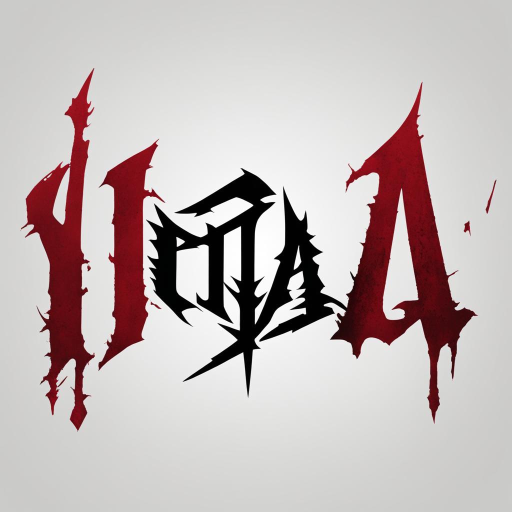 Emo metalcore band 'Yoza' logo in jagged, distressed typeface with black and blood red color scheme, incorporating subtle emo and metalcore iconography into letter design