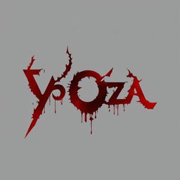 Emo metalcore band 'Yoza' logo in jagged, distressed typeface with black and blood red color scheme, incorporating subtle emo and metalcore iconography into letter design