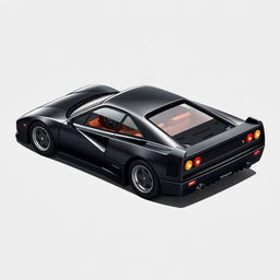 An isometric drawing of a car with a more rounded aerodynamic design, closely resembling the iconic Ferrari F40