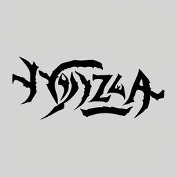 Indecipherable black metal logo for 'Yoza' on a black background, with intricate, thorny design elements and a subtle, darker black color difference