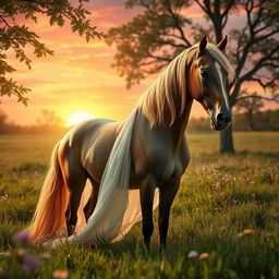 A surrealistic image of a horse with a woman's torso instead of a traditional horse head