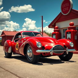 A classic vintage race car, showcasing a retro design with rounded edges and an elegant body