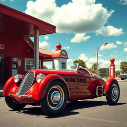 A classic vintage race car, showcasing a retro design with rounded edges and an elegant body