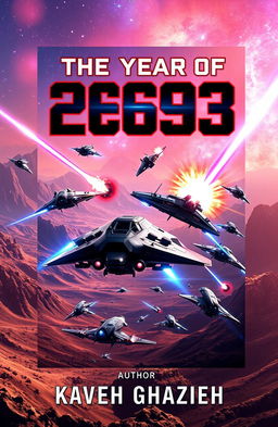 An epic eBook cover depicting a fierce space battle on a remote planet