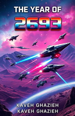 An epic eBook cover depicting a fierce space battle on a remote planet