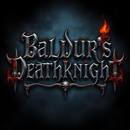 An artistic representation of the title text ‘Baldur's Deathknight’ designed in an ornate, gothic style