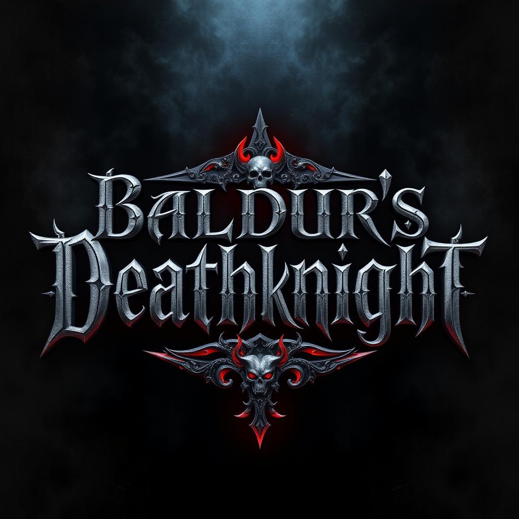 An artistic representation of the title text ‘Baldur's Deathknight’ designed in an ornate, gothic style