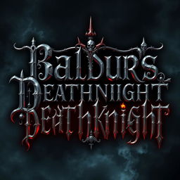 An artistic representation of the title text ‘Baldur's Deathknight’ designed in an ornate, gothic style