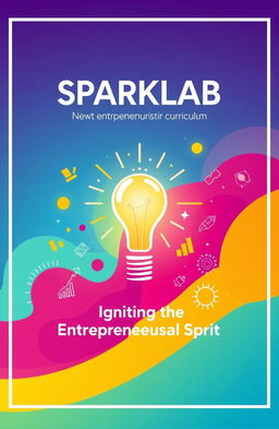 An eye-catching book cover for an entrepreneurship curriculum titled 'SPARKLAB'