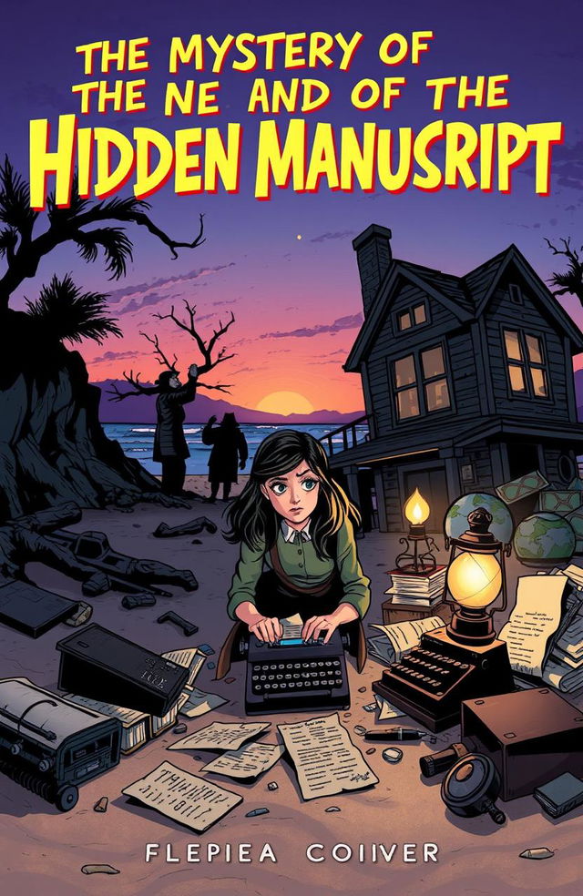 A comic book style illustration for the cover of 'The Mystery of the Hidden Manuscript'