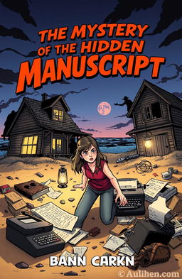 A comic book style illustration for the cover of 'The Mystery of the Hidden Manuscript'