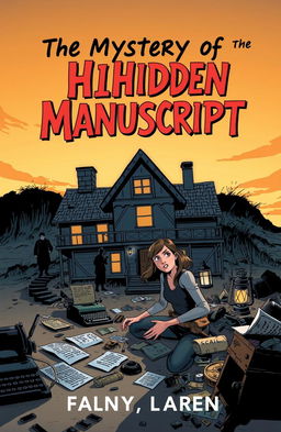 A comic book style illustration for the cover of 'The Mystery of the Hidden Manuscript'