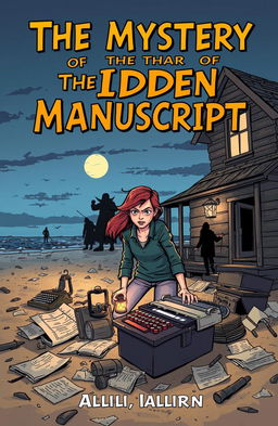 A comic book style illustration for the cover of 'The Mystery of the Hidden Manuscript'