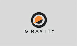 A minimalist logo for the tech startup 'Gravity', featuring a bold sans-serif wordmark and an icon of a stylized planet being pulled by gravity