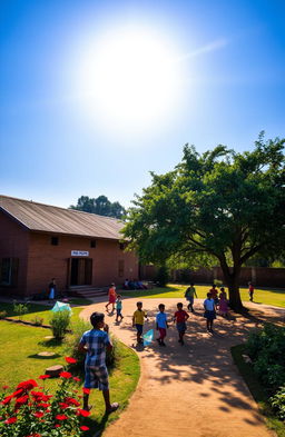 A picturesque view of a traditional rural primary school named 'Govt