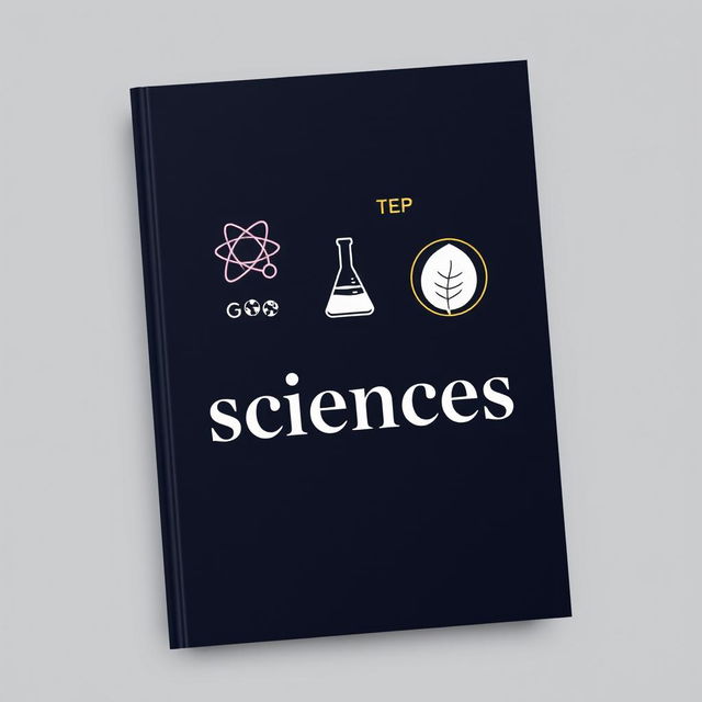 A scientific journal cover prominently featuring the word 'sciences' in an elegant font, surrounded by icons representing different fields of science: physics (atom symbol), chemistry (beaker), mathematics (geometric shapes), biology (leaf or DNA strand), and geology (rock or earth symbol)