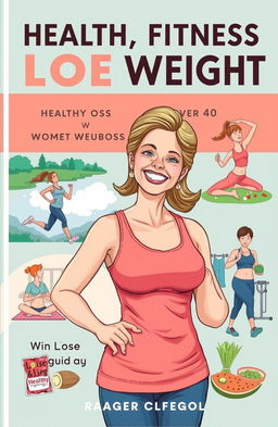 An illustrated practical guide showcasing health, fitness, and wellness tips for women over 40 looking to lose weight