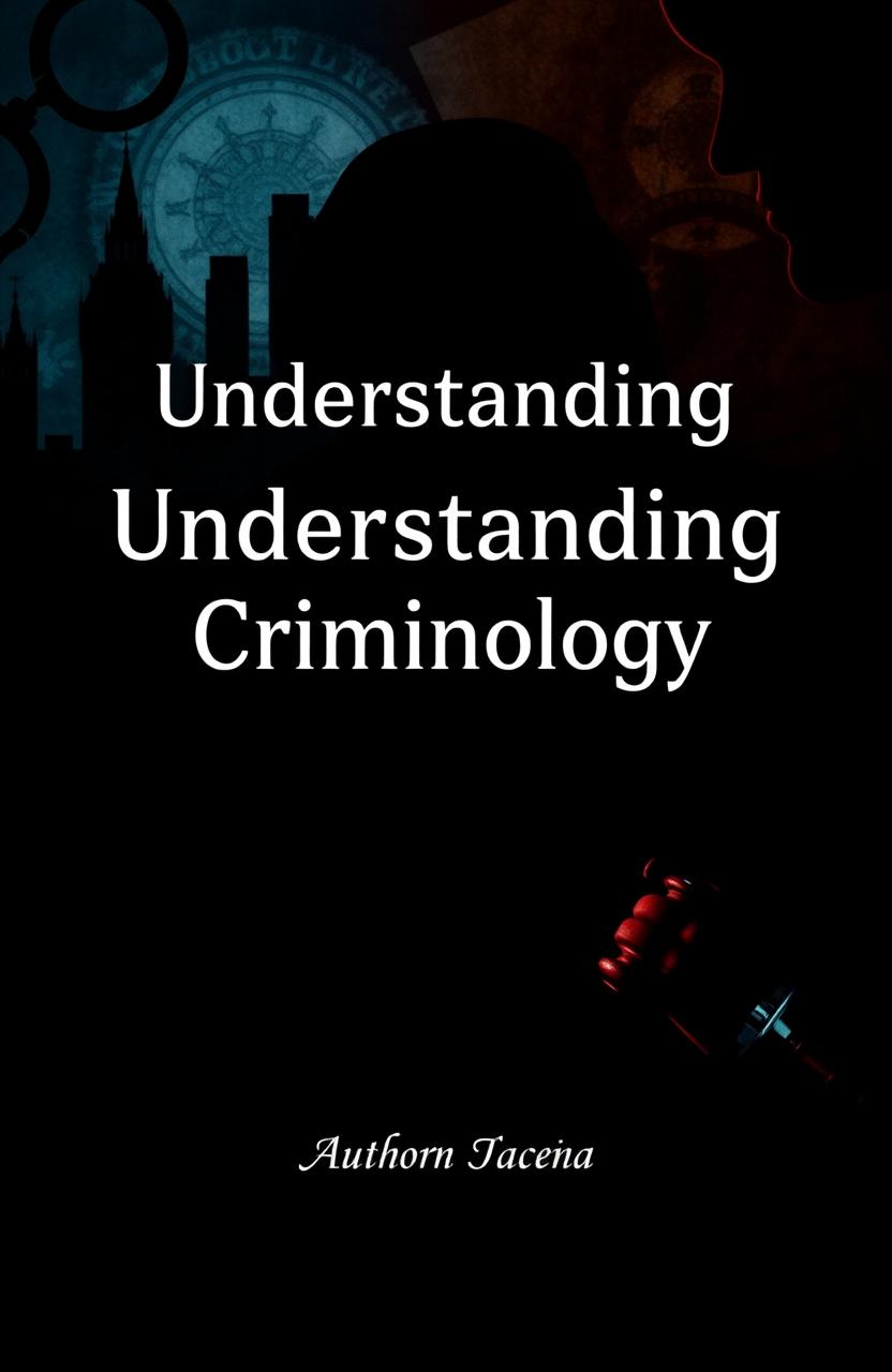 A visually striking title page cover for a book titled "Understanding Criminology"