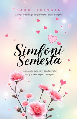 A beautifully designed book cover for "SIMFONI SEMESTA: Antologi Puisi Karya Guru dan Siswa SMK Negeri 1 Bangsri"
