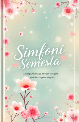 A beautifully designed book cover for "SIMFONI SEMESTA: Antologi Puisi Karya Guru dan Siswa SMK Negeri 1 Bangsri"