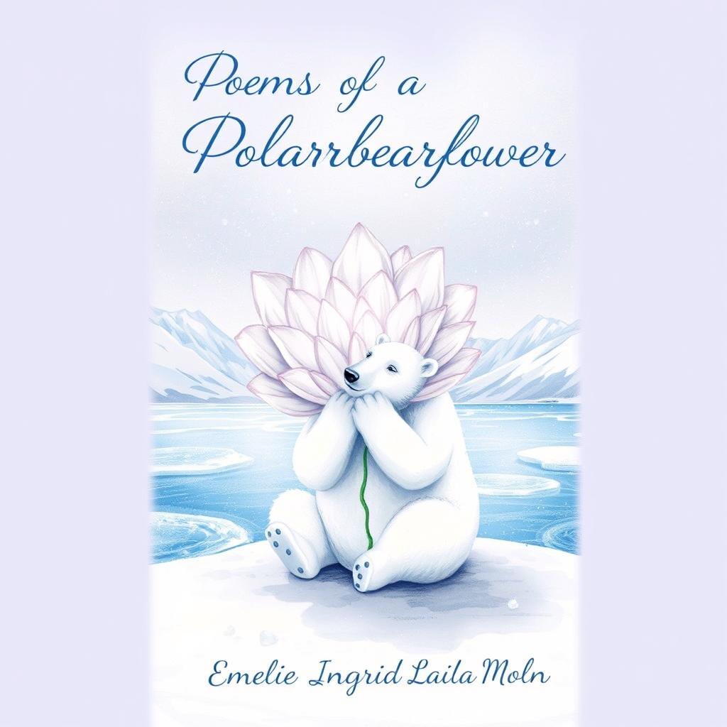 A beautifully illustrated book cover for a collection of poems titled 'Poems of a Polarbearflower' by Emelie Ingrid Laila Molin