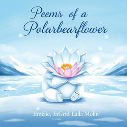 A beautifully illustrated book cover for a collection of poems titled 'Poems of a Polarbearflower' by Emelie Ingrid Laila Molin