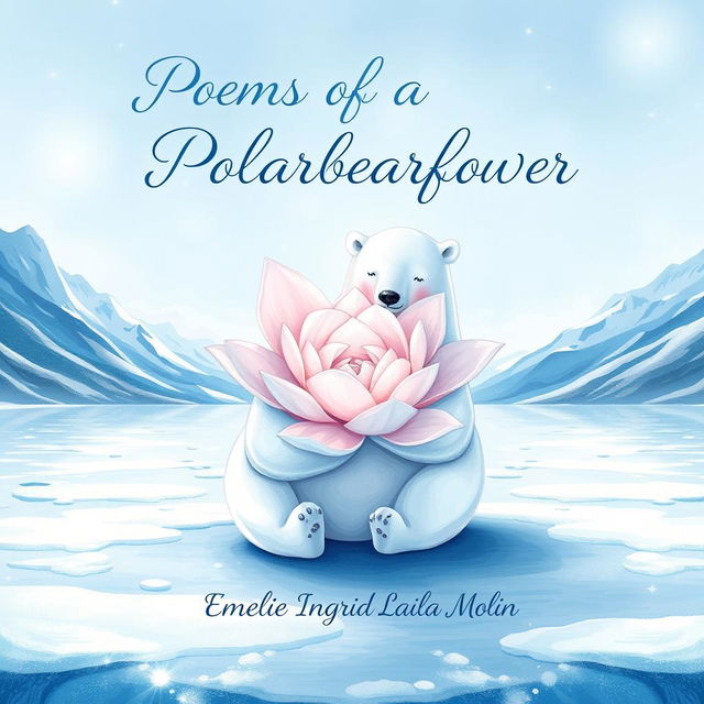 A beautifully illustrated book cover for a collection of poems titled 'Poems of a Polarbearflower' by Emelie Ingrid Laila Molin