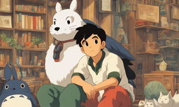 Retro-style Studio Ghibli portrait of Drake.