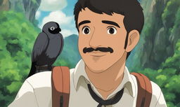 Retro-style Studio Ghibli portrait of Drake.