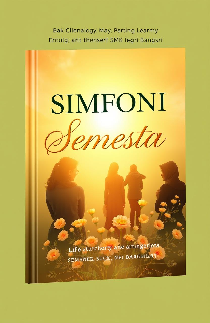 A poetic anthology book cover featuring the title 'SIMFONI Semesta' in elegant, flowing typography