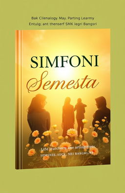 A poetic anthology book cover featuring the title 'SIMFONI Semesta' in elegant, flowing typography