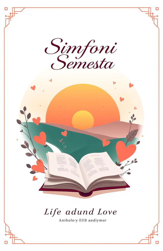 A beautifully designed anthology cover for a collection of free poetry by teachers and students of SMK Negri Bangsri, themed around life advice and love