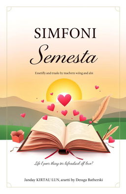 A beautifully designed anthology cover for a collection of free poetry by teachers and students of SMK Negri Bangsri, themed around life advice and love