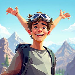 A polyart style depiction of Ryan Carter, The Adventurer, who is 30 years old