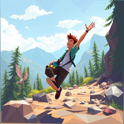 A polyart style depiction of Ryan Carter, The Adventurer, who is 30 years old