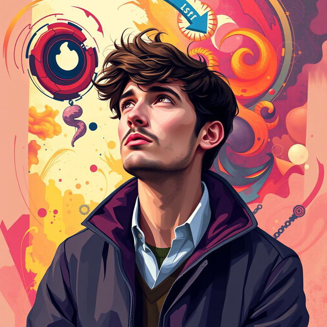 A polyart style depiction of Alex Turner, The Dreamer, who is 29 years old