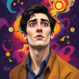 A polyart style depiction of Alex Turner, The Dreamer, who is 29 years old