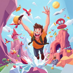 A full image in polyart style showcasing Ryan Carter, The Adventurer, who is 30 years old
