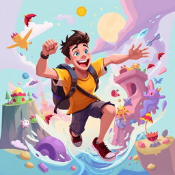 A full image in polyart style showcasing Ryan Carter, The Adventurer, who is 30 years old