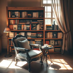 An elegant and sophisticated display of various literature books specifically curated for adults