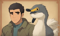 Retro-style Studio Ghibli portrait of Drake with more characteristic features.