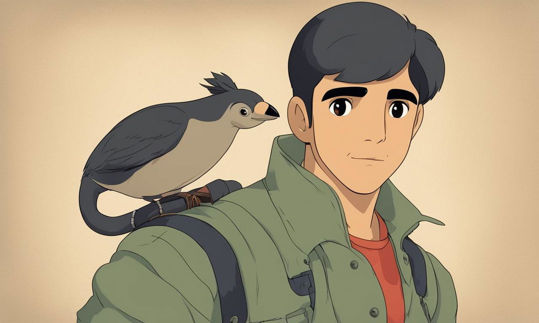 Retro-style Studio Ghibli portrait of Drake with more characteristic features.