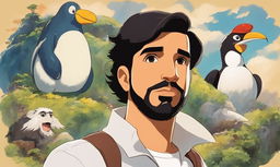 Retro-style Studio Ghibli portrait of Drake with more characteristic features.