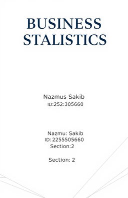 A minimalistic cover page design for a business statistics project