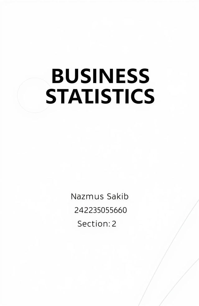 A minimalistic cover page design for a business statistics project