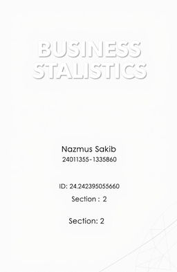 A minimalistic cover page design for a business statistics project