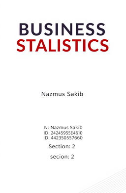 A minimalistic cover page design for a business statistics project