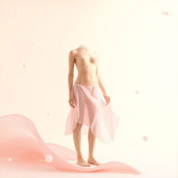 A creative, abstract representation of a clothing-free theme, focusing on minimalism