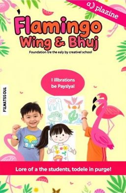 A magazine cover page for a foundation stage school named 'Flamingo Wing ApS Bhuj'