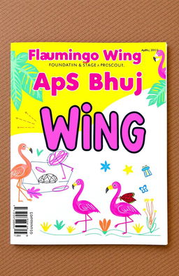 A magazine cover page for a foundation stage school named 'Flamingo Wing ApS Bhuj'